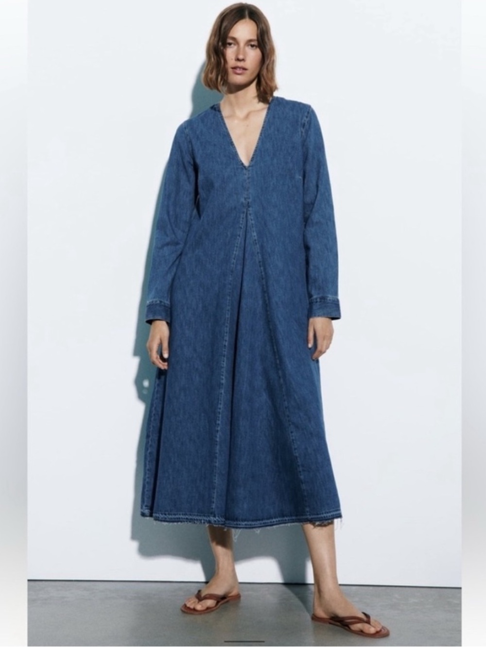 Zara Long Sleeve Denim Dress Size Large